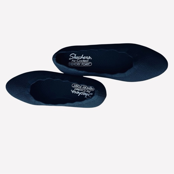 Sketchers Cleo Air Cooled Comfort Slip on Knit Black Light Ballet Flats Size 8.5 - Picture 8 of 11